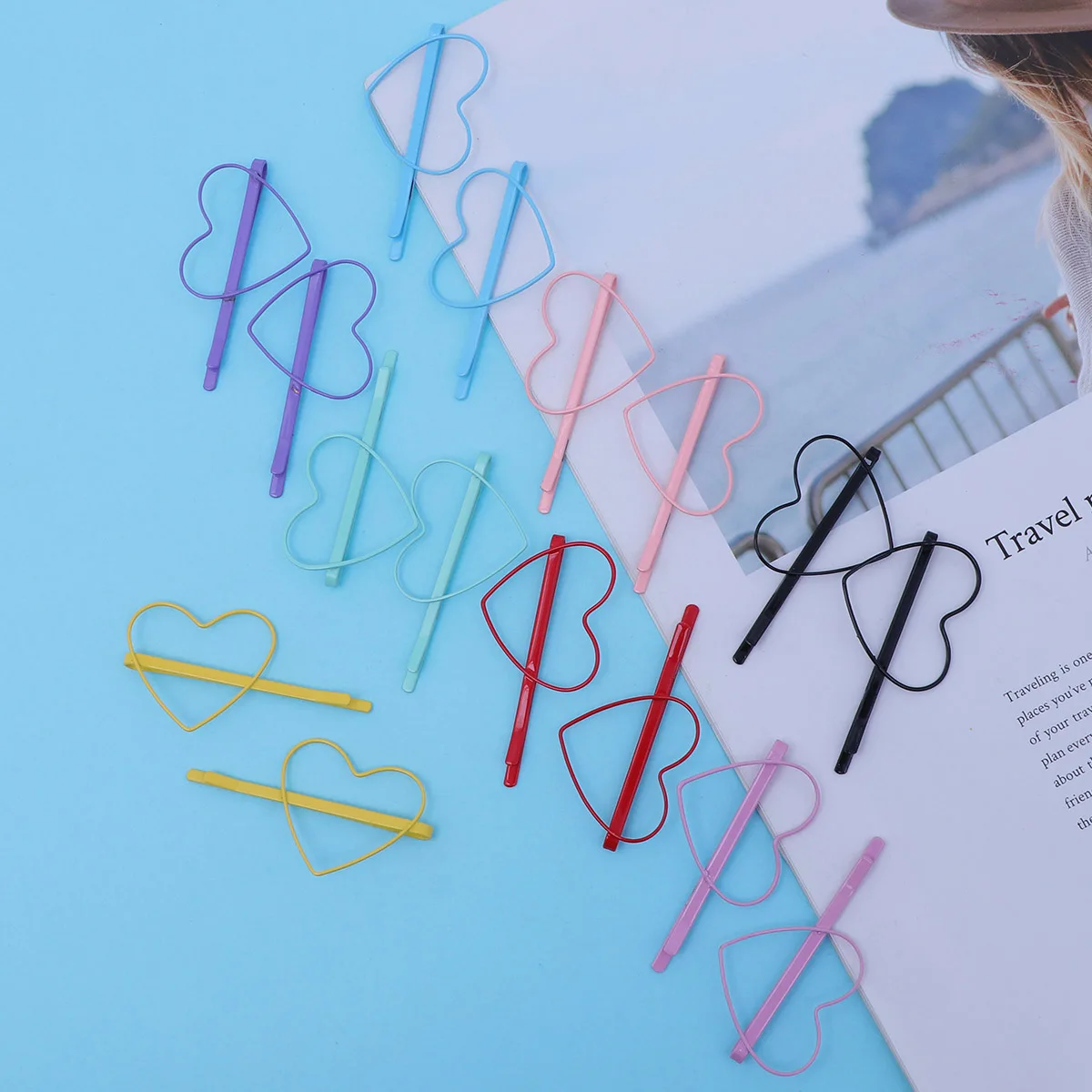 

16pcs Candy Color Heart Hair Clips Girls Bright Assorted Hairpins Set Daily Wear Party Birthday Gift Lightweight Eco-Friendly