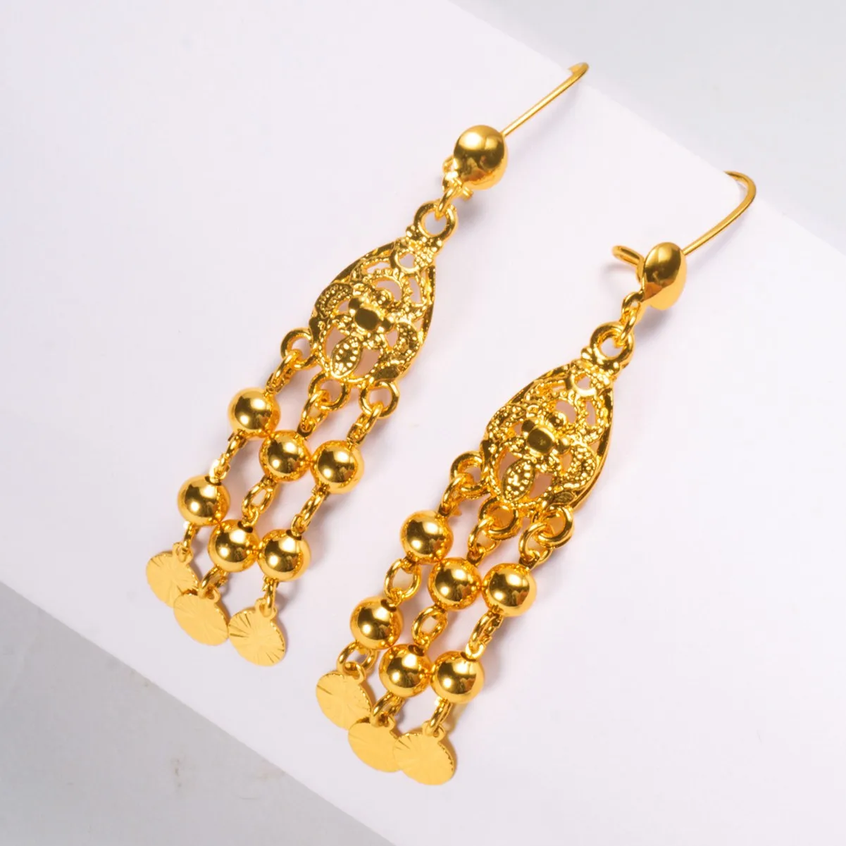 9999 gold New Xinjiang ethnic style Indian bride drop earrings, new style earrings, Nigerian jewelry wholesale