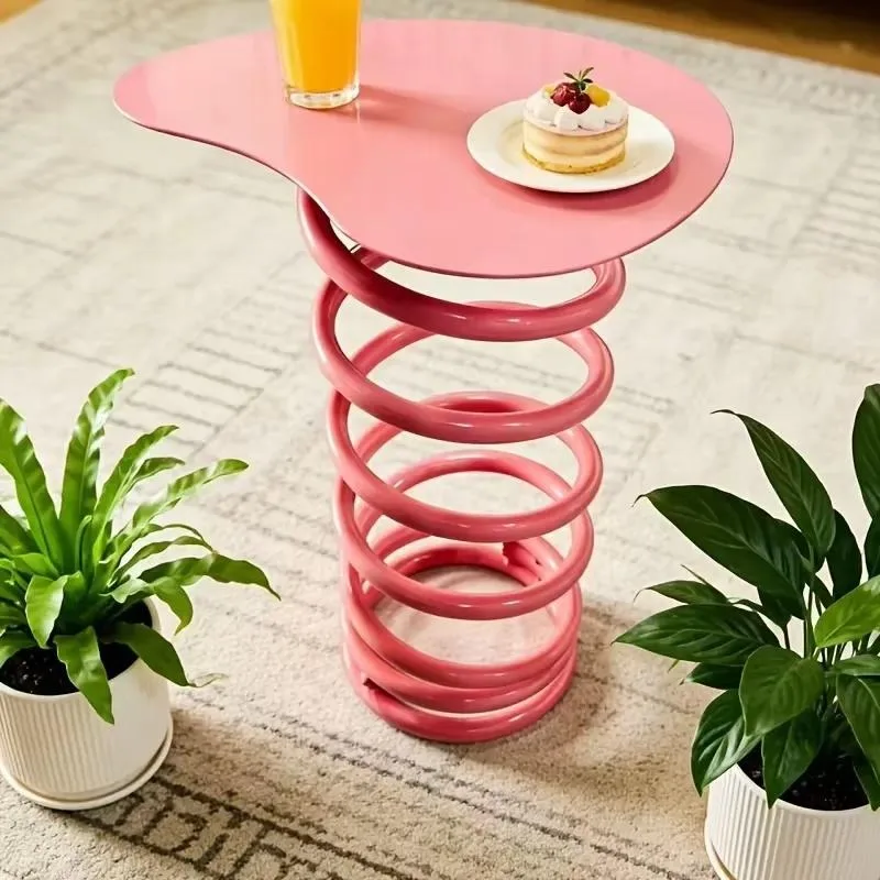Nordic Creative Small Side Table Ironwork Spring Small Coffee Table Compact and Space-saving Can Be Easily Stylish Table