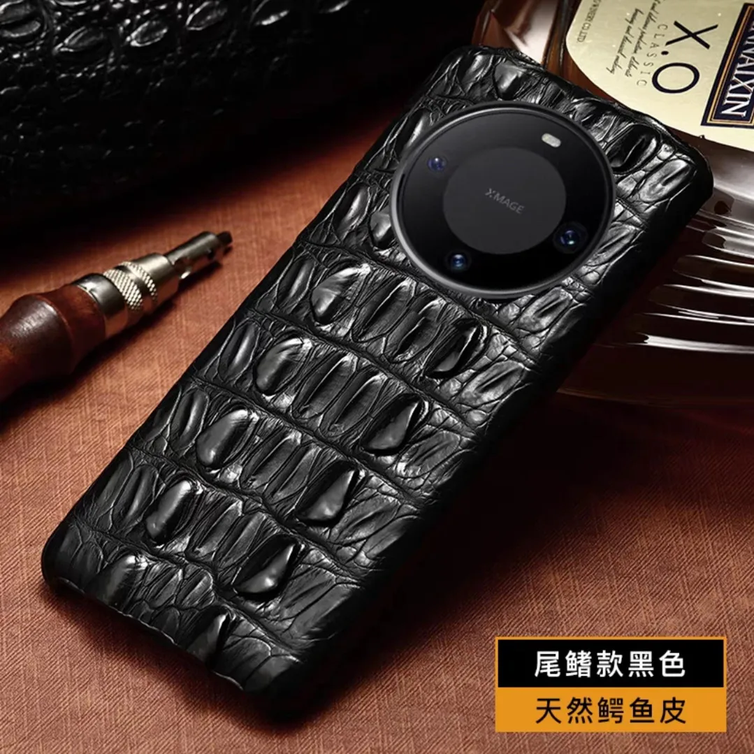 

Handmade Real Natural Alligator Skin Phone Case for Huawei Mate 70 60 Pro+ Mate60 RS Genuine Crocodile Leather Armor Back Cover