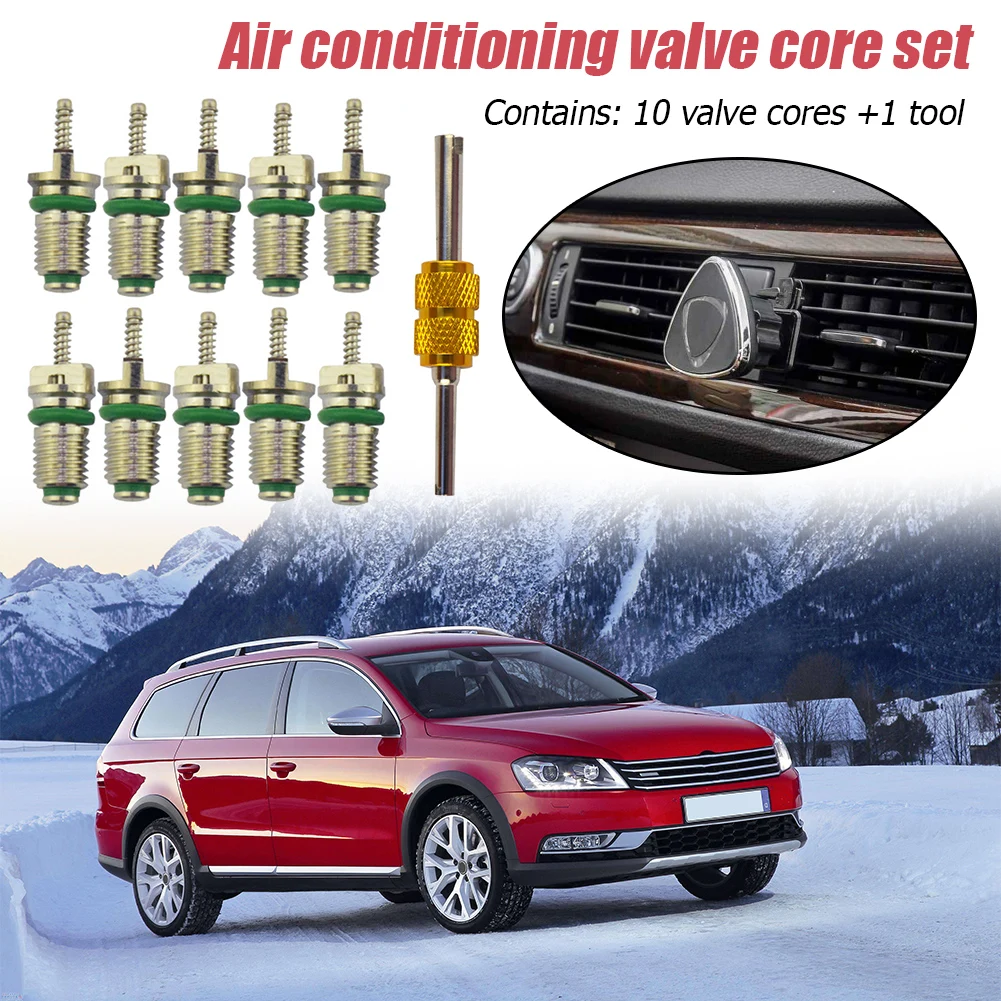 

Automobile Exterior Repair Components 10pcs R134a Car A/C Air Conditioning Valve Cores Green Valve Core Remover Tool