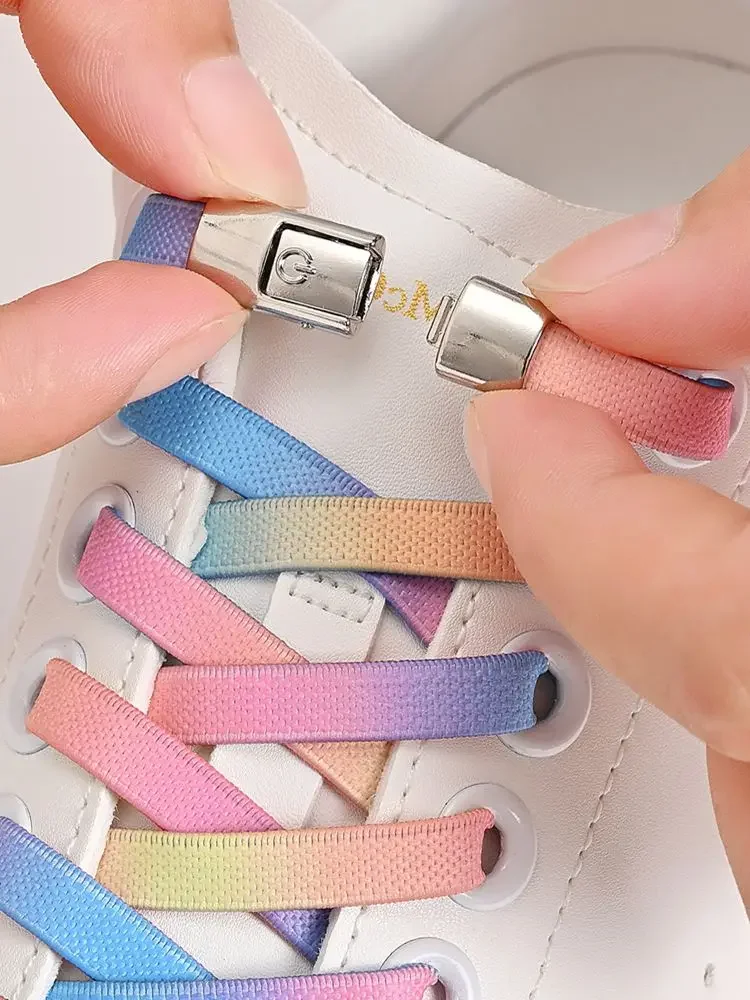 Elastic No Tie Shoelaces with Locking Toggle Fashion Shoe Laces for Sneakers Sports Shoes Children's Shoes Flat Shoelace Woman