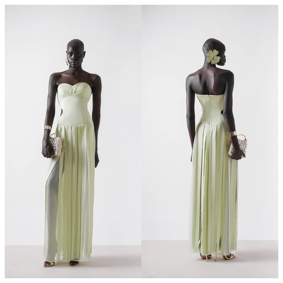 أزياء مخصصة فستان سهرة جيرسي أخضر بدون حمالات بدون أكمام فستان العودة للوطن مناسبة خاصة فساتين سحاب خلفي مثير