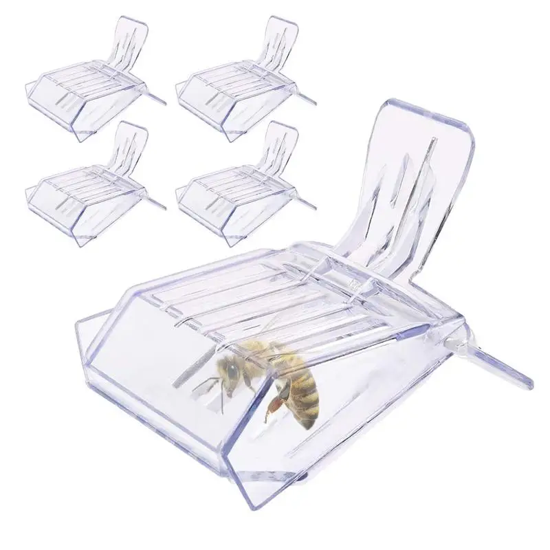 5pcs Bee cage clip Transparent Bee Queen Bee Cage Catcher Clips control device Beekeeper Mark Tool Durable Garden Beehive Tool