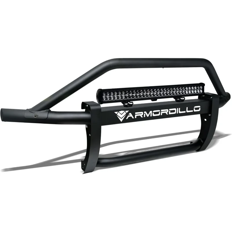 

733469489382 Tundra Steel Pre-Runner Bumper Grille Guard with 32" 60x CREE LED Fog Light Bar - Matte Black