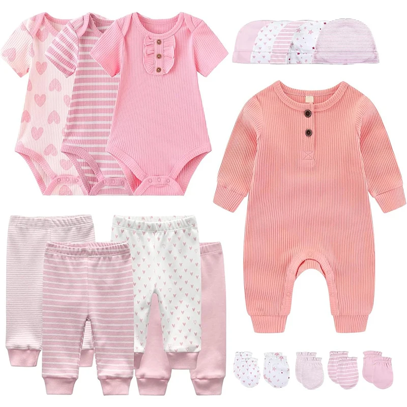 Unisex 100% Cotton Fashion Baby Boys & Girls Clothing & Accessories 18 Piece Newborn Set