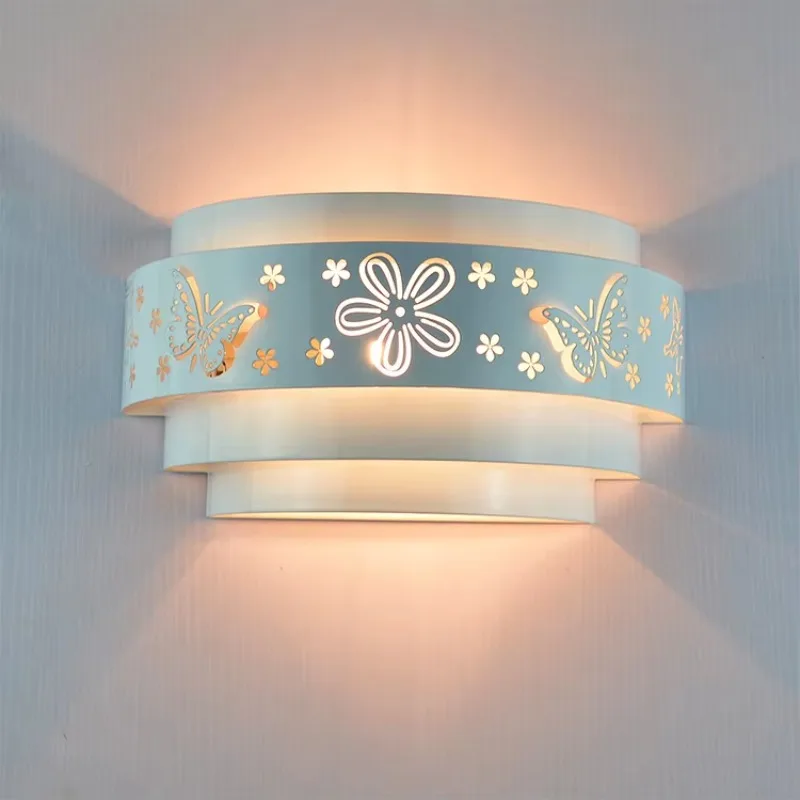 

Morden Minimalist Butterfly Flower Carved LED E27 Wall Light,white Stereoscopic Iron Cover Mirror Front /bedroom Kits