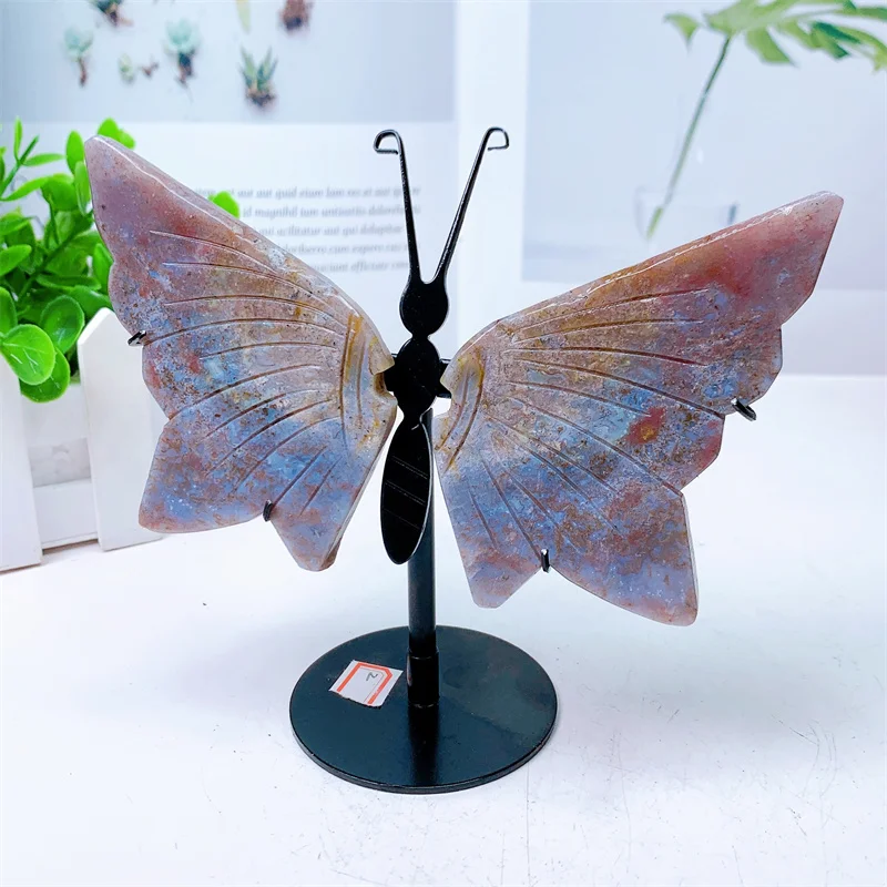 Natural Ágata Borboleta Asas para Crianças, Escultura Em Cristal, Artesanato De Pedras Preciosas, Presente De Aniversário Decorações, Presente, 1 Par