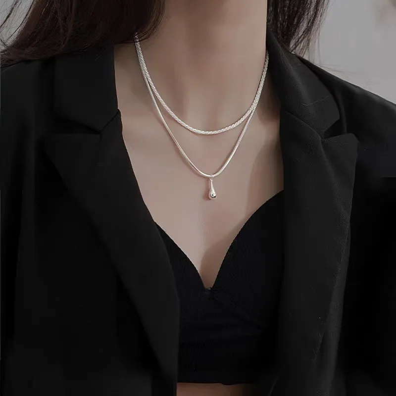 Silver Color Double Layered Personality Snake Chain Necklaces for Fashion Women Fashion Jewelry Luxurious Accessories