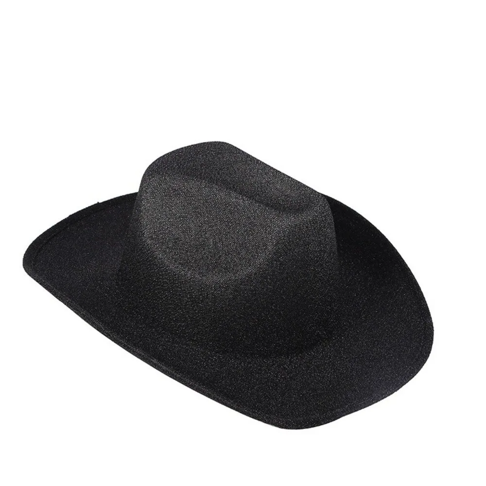 Retro Solid Color Bowler Hat Glitter Pink Fedoras Hat Western Cowboy Hat Jazz Hat Shimmering Cowgirl Hat Women