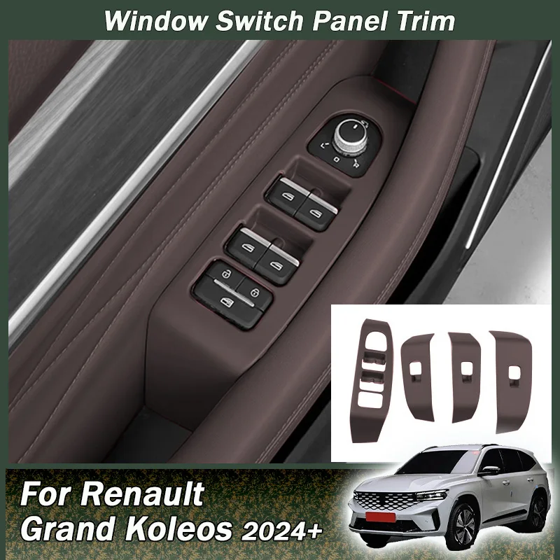

For Renault Grand Koleos 2024 2025 2026 Car Window Switch Panel Trim Glass lift armrest panel Decorative frame Interior LHD