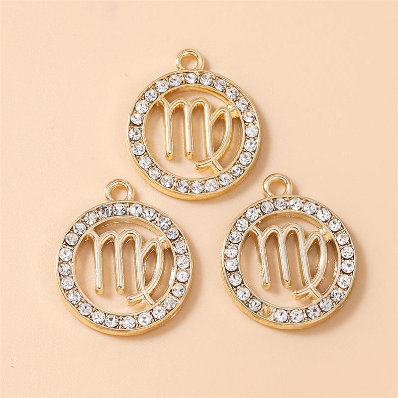 20pcs Cute Crystal Metal Constellations Charms for DIY