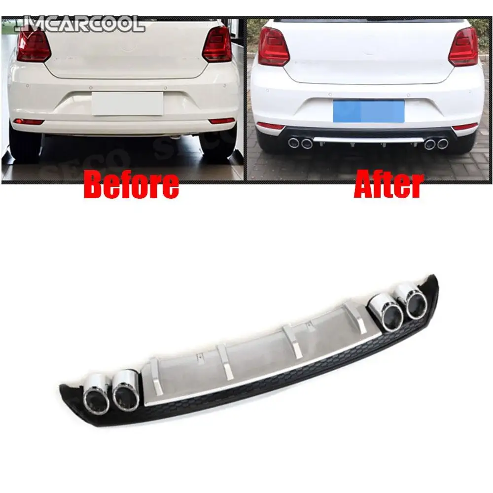 PP Car Rear Lip diffuser Spoiler Body Kits For Volkswagen VW Polo Standard 2014-2018 Back Mudguard Plate Fender Bumper Guard