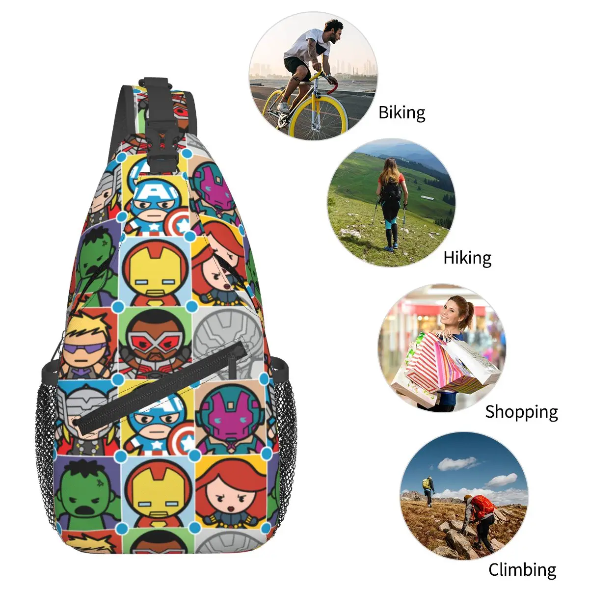 Borsa a tracolla a tracolla capitan America per uomo donna borsa a tracolla zaino Daypack per viaggi escursionismo ciclismo Pack