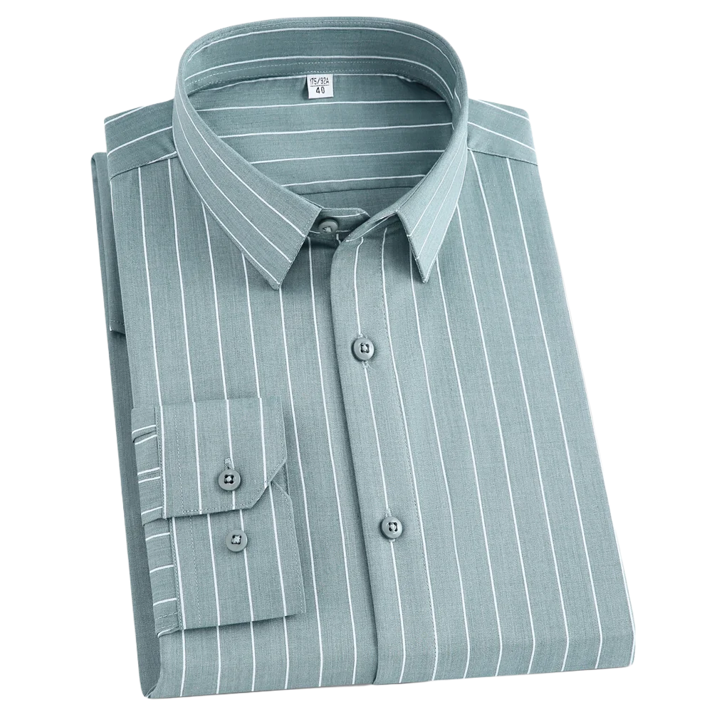 

Men's Classic Fit Long Sleeve Stripe Pattern Dress Shirt - Soft Slight Stretch Fabric, Button Front, Perfect for Weekend Casual