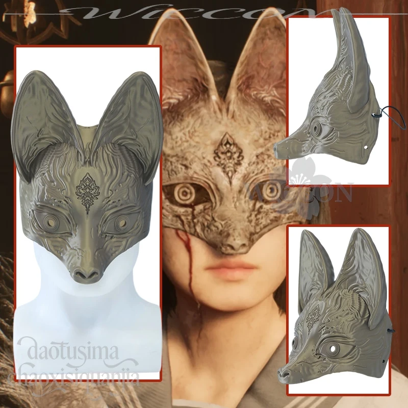 

Hinako Cosplay Horror Game F Scary Bronze Retro Fox 3D Polylactic Acid Mask Halloween Party Props Accessories