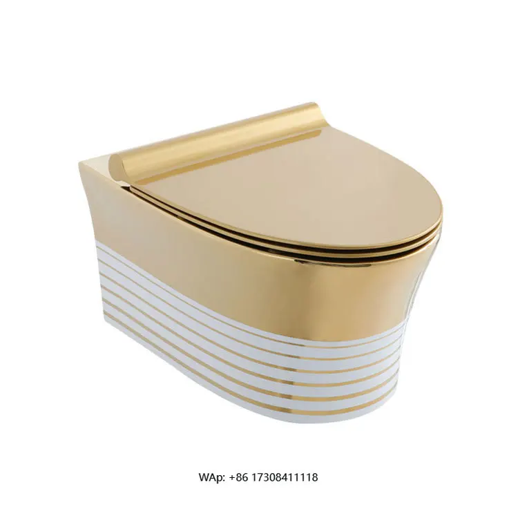 Sanitary Ware Water Clomessenger Baghsolid Colorotote Pouchung Toilet Ceramic One Piece Wall Mounted Gold 1 Set