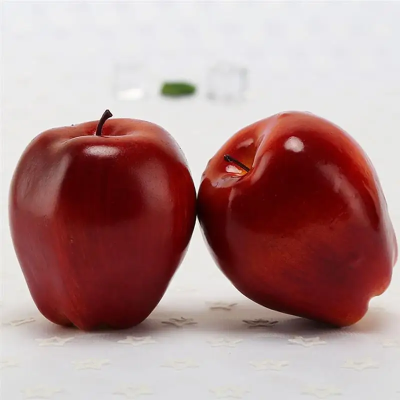 2PCS/Set Artificial Red Apple Home Garden Kitchen Ornaments Delicious Fake Fruits Crafts Food Photography Props Party Supplies