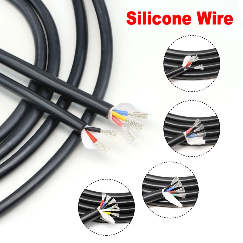 

Silicone Rubber Wire 2/3/4/6 Cores Flexible Insulation High Temperature Tinned Copper Cables Sq 0.3/0.5/0.75/1/1.5/2/2.5/4/6mm