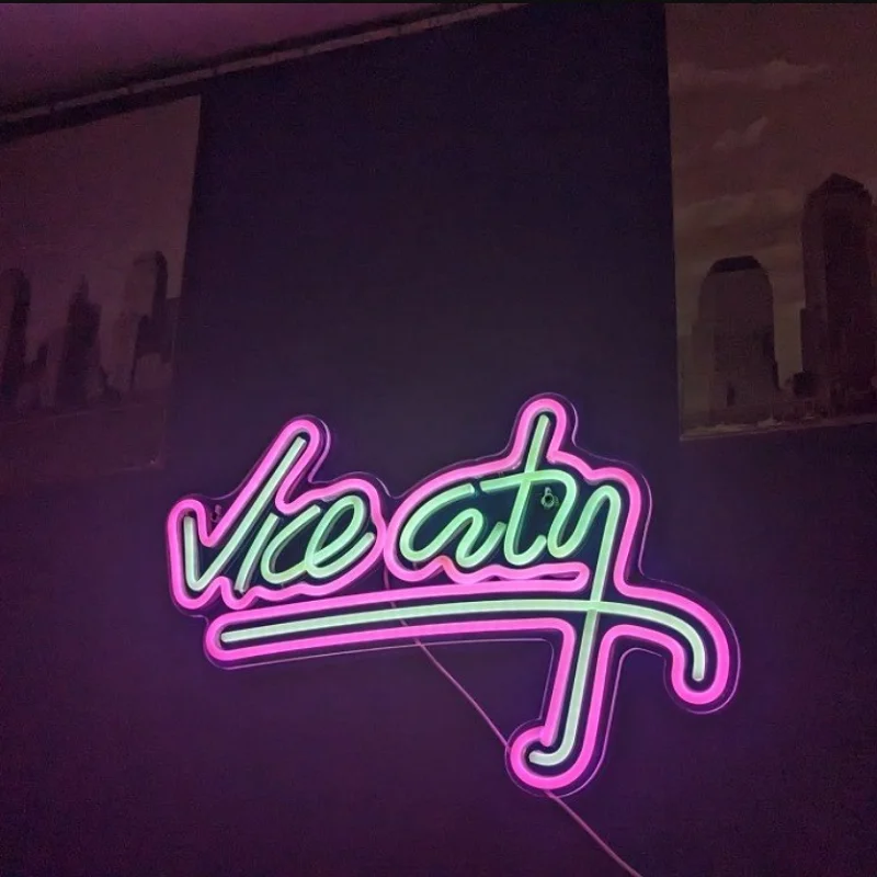 Custom Vice City Neon Sign Pink Led Lights camera da letto lettere sala giochi Bar Party Indoor Home Arcade Shop Cave Art Wall Decoration