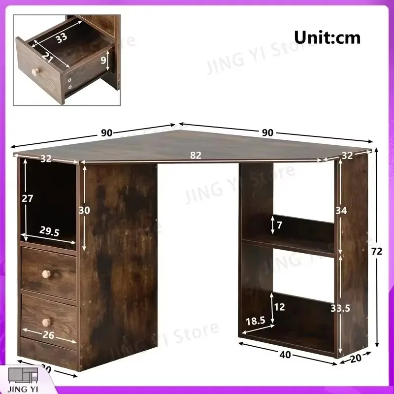 L Shaped Computer Desk Corner Desk with Large Storage Space Study Desk Laptop Table for Home Office Workstation Adjustable