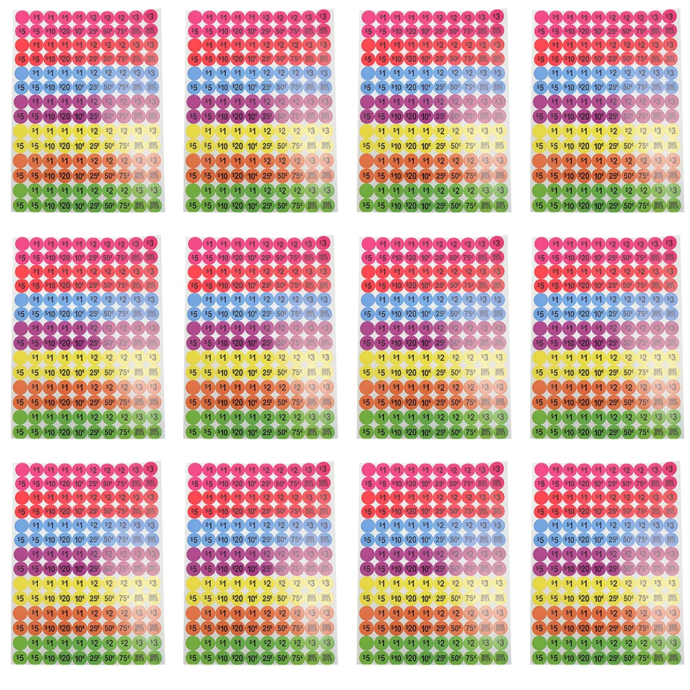 

20 Sheets Paper Price Tags Bright Color Sticker Labels Neon Signs Retail Sale Supermarkets Shop Displays Folder Tag