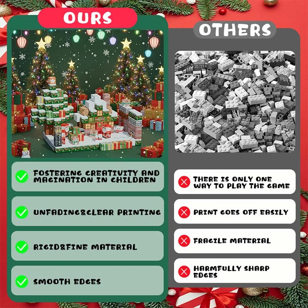 300個入り クリスマス マグネット式 積み木 知育玩具 DIY 積み重ねキューブ 家族で楽しめる組み立ておもちゃ 子供向けギフト マグネットブロック