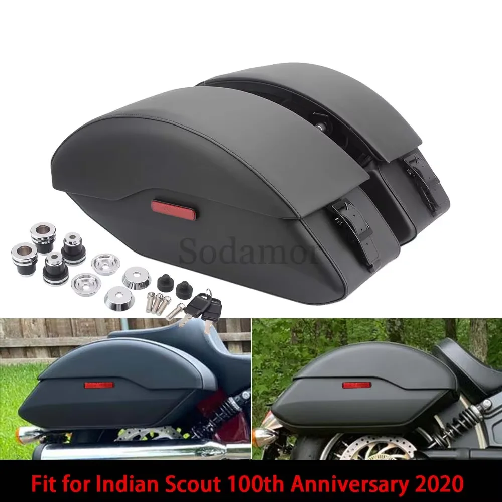 

For Indian Scout ABS 2019-21 100% genuine leather ‎Semi Rigid Saddlebags Side Box And Mounting Spools Kit Motorcycle Accessories