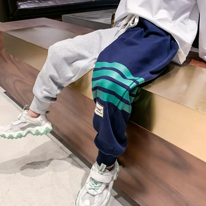 

Fashion Boys Autumn Casual Trousers Child Boy Pants Cartoon Print Trend Loose Streetwear Elastic Waist Overalls Clothing