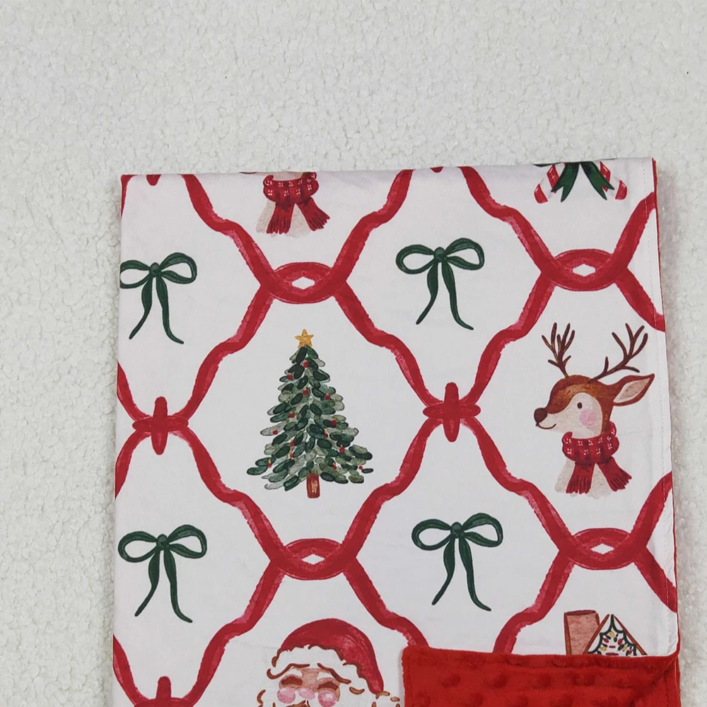 Couvertures de noël pour bébé, literie pour enfants, polaire, cerf, père noël, canne à sucre imprimée, flanelle, Plaid pour enfants, Boutique, couette fine rouge