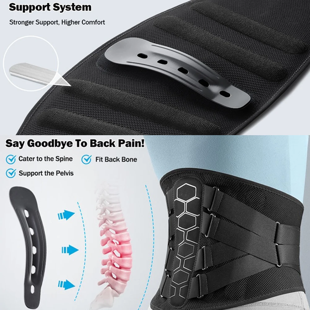 1PC Back Waist Brace for Lower Back Pain Relief with Pulley System,Breathable 3D Knit Lumbar Support Belt for Adult Sciatica