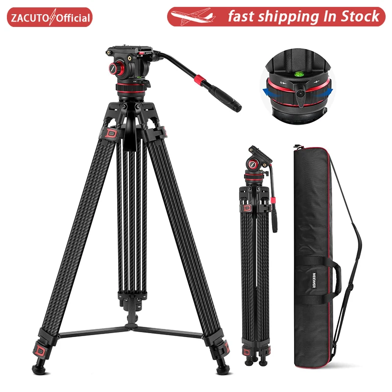 

NEEWER 78" Pro Video Tripod Carbon Fiber with Fluid Head DSLR Camera Tripod with DJI Gimbals Manfrotto Max Load 22lb