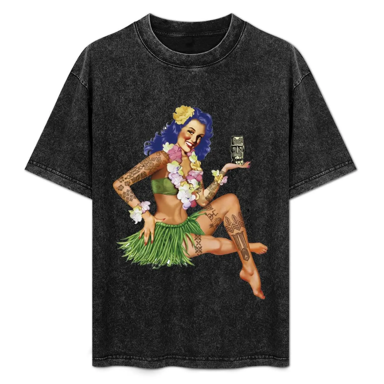 

Hawaiian Pin-up T-Shirt Soft Anti-Shrink Cotton Tee