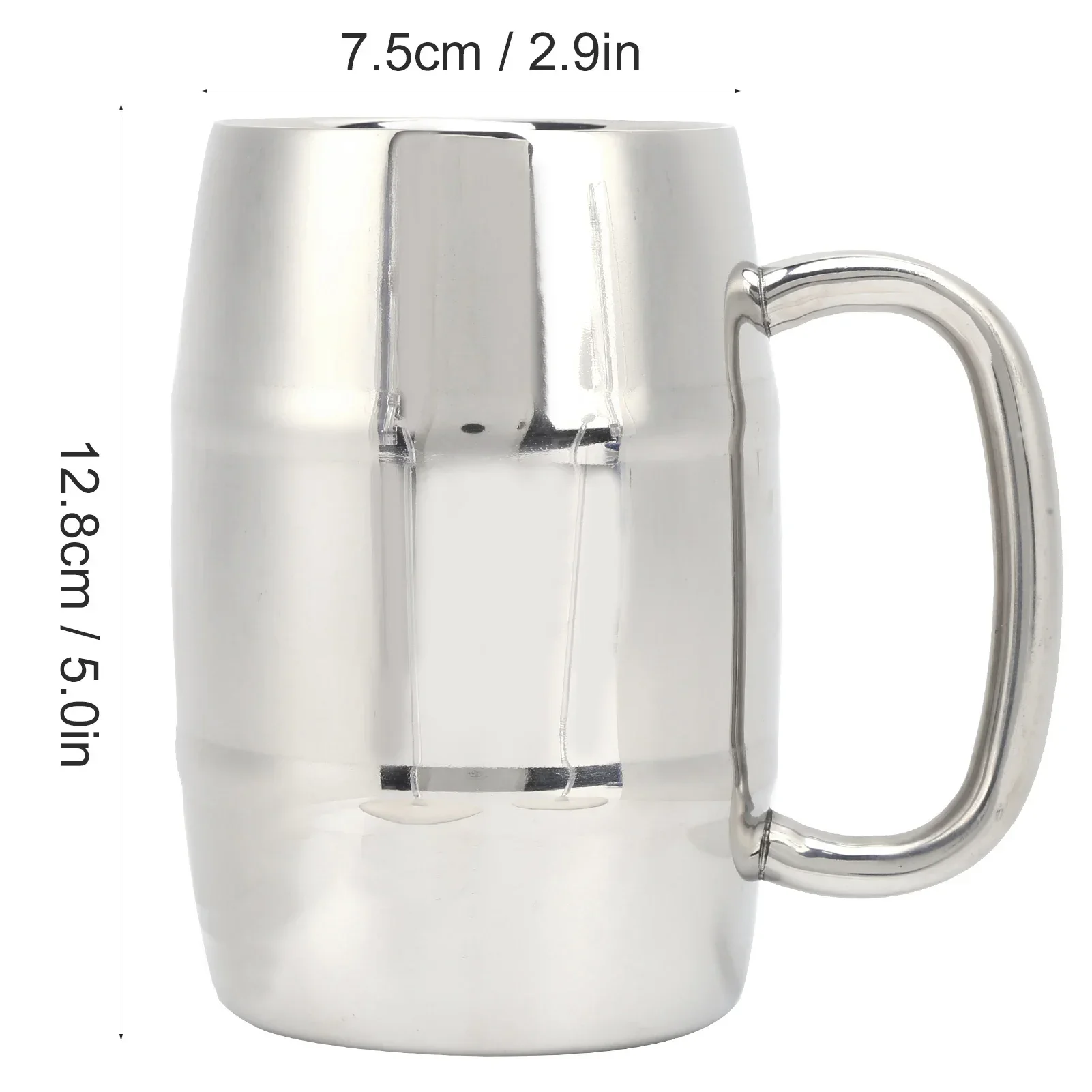 Beer Mug DoubleWalled Large 550ML Whiskey Barrel 304 Stainless Steel Milk Cup For Hot Cold Drinks - view 3