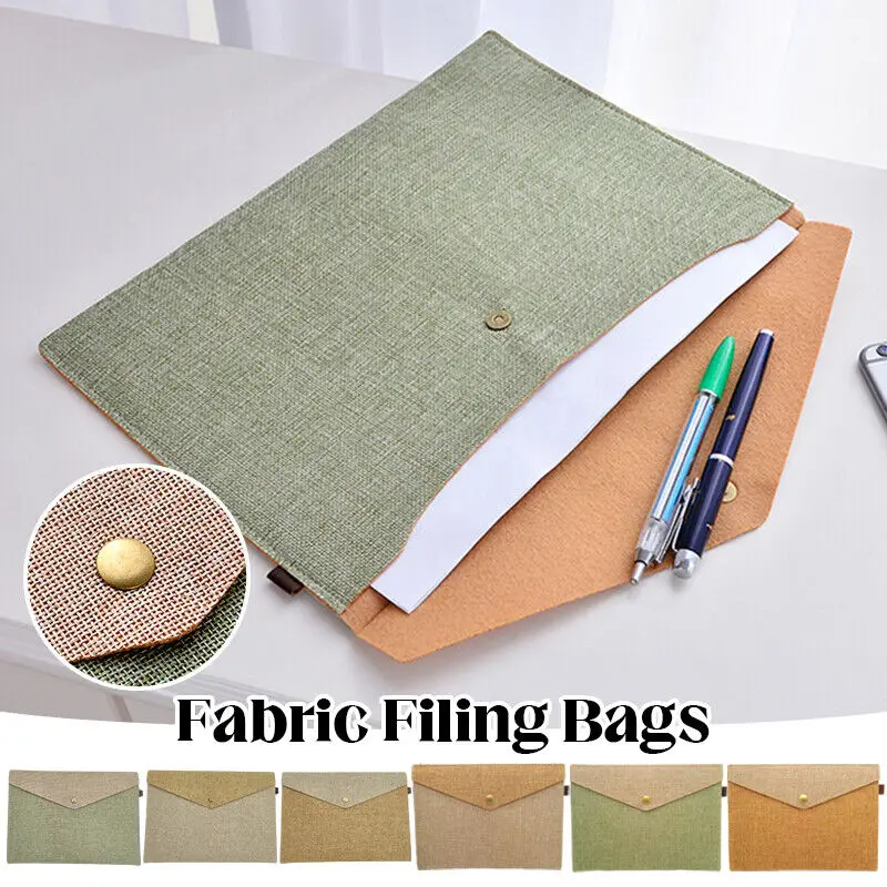 Imitation Linen Canvas Felt File Bag Portable A4 A5 Portfolio Office Study Bag Stationery Folder Durable Document Bag