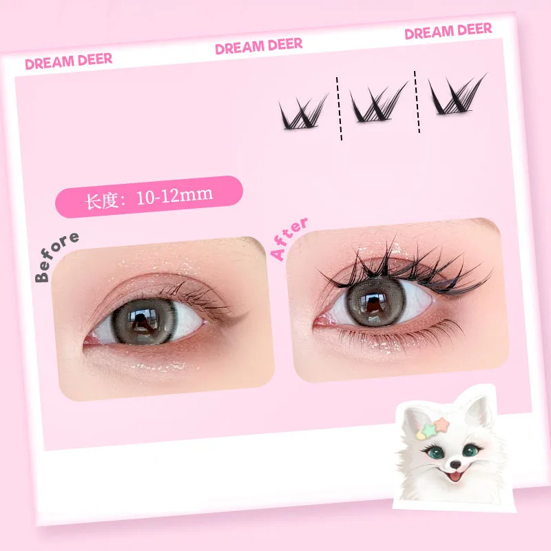 Neue Katzen linie selbst klebende Wimpern Wimpern Großhandel kein Kleber einzelne Wimpern weiche Idol Wimpern Cluster wieder verwendbare Wimpern