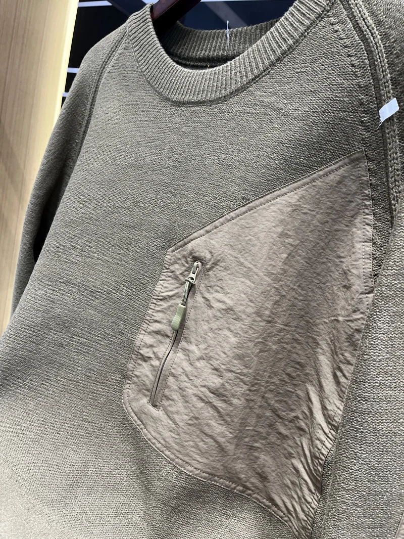 

New Men's Knitted Sweater round Ne Pure Color Autumn Winter Faion Casual Polyester Fiber Soft Warm ket Design