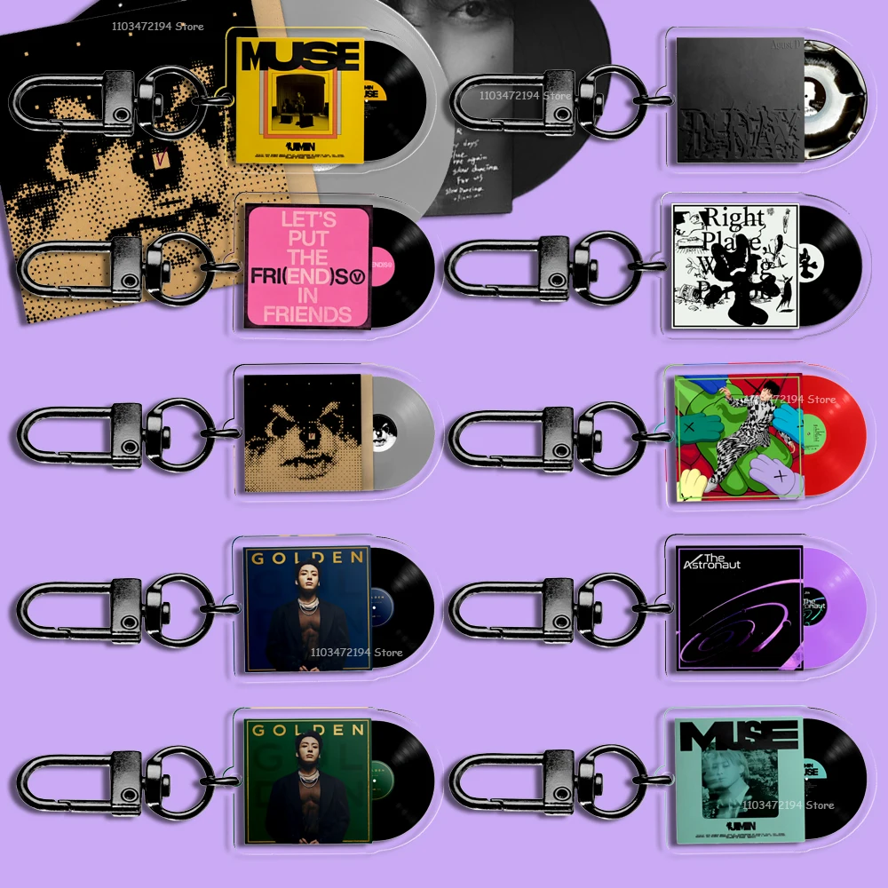 Акриловый мини-брелок с виниловой пластиной Kpop, альбом GOLDEN MUSE LAYOVER FACES INGIDO, брелок для ключей с астронавтом Teakook Kpop, аксессуары, товар