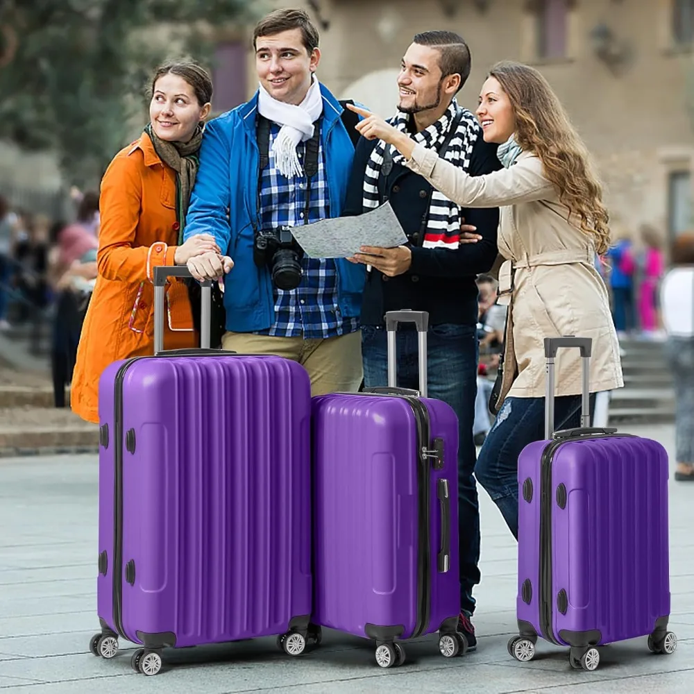

Luggage Set of 3 Hardside Carry on Suitcase Sets with Spinner Wheels & TSA lock, Portable Lightweight ABS Luggages for Travel