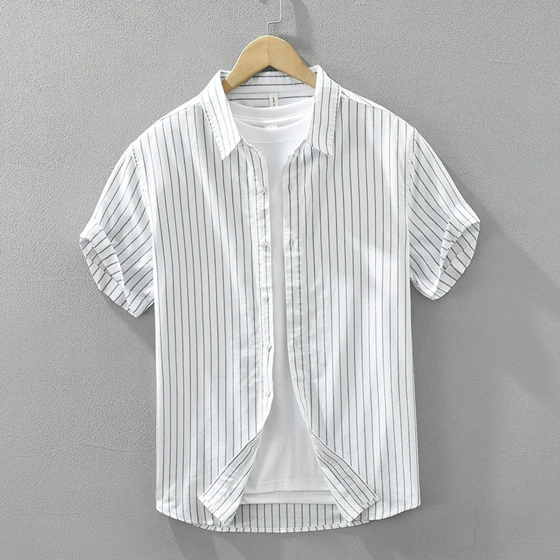 Oversize Shirts Man Shirt Original Men's Clothing Beach Tiki Striped Shirt Clothes Hawaiian Short Sleeve Mens T-shirts Formal