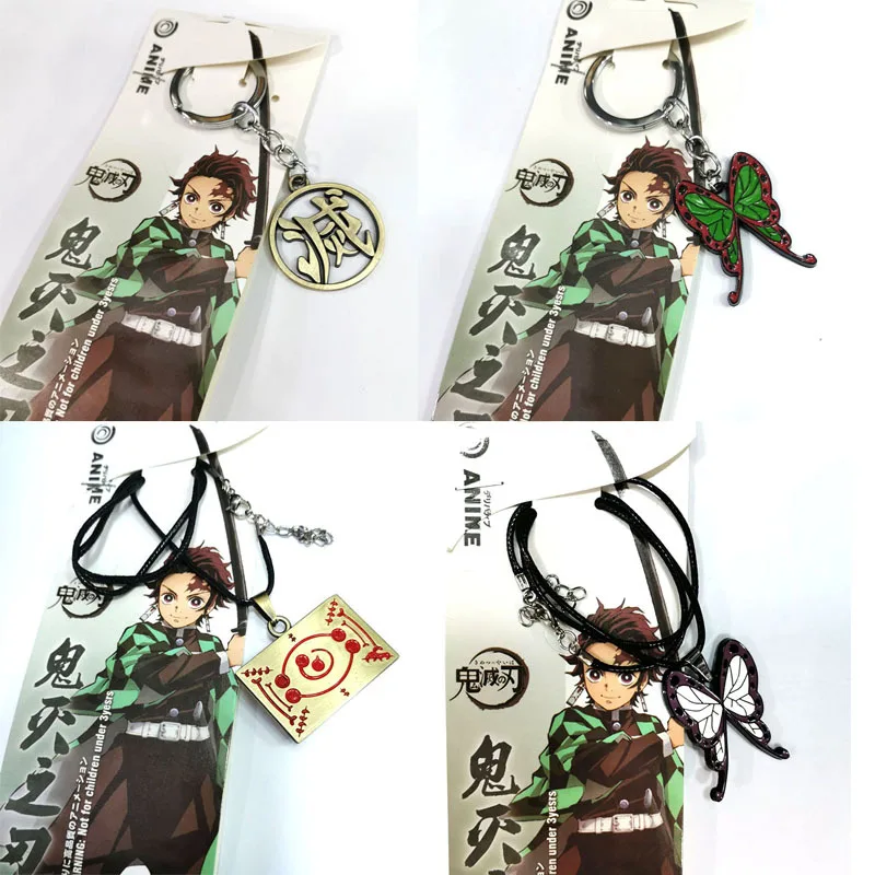 Collar con colgante de Anime Demon Slayer Kimetsu No Yaiba, máscara de mariposa y zorro, joyería de aleación, abalorio de personaje de dibujos animados, accesorio de regalo