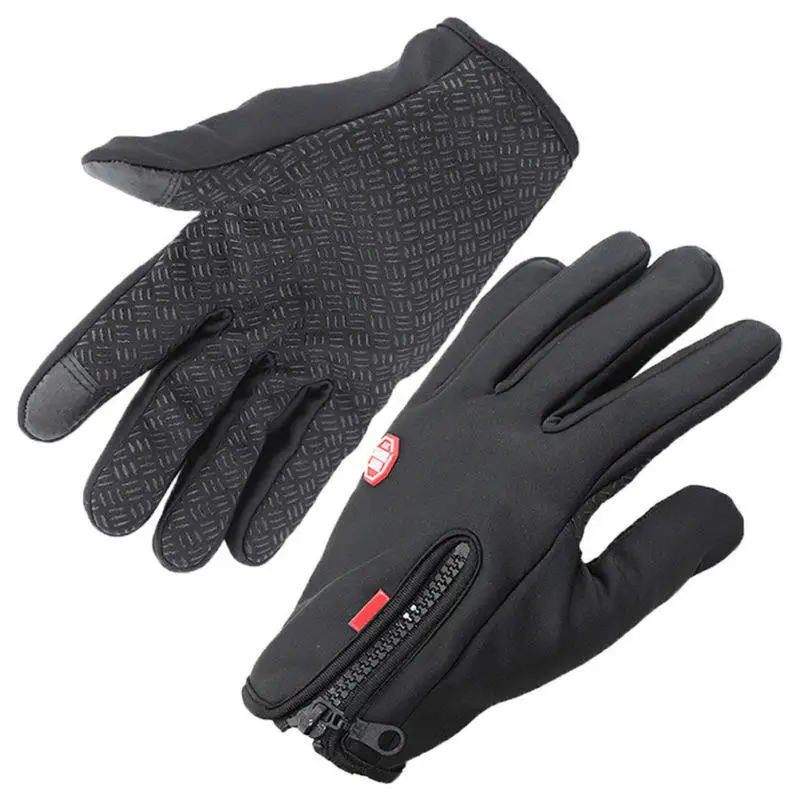 

Winter Warm Gloves Black L Size Touch Screen Compatible Stretchy Fleece for Outdoor Cold Weather Windproof Waterproof