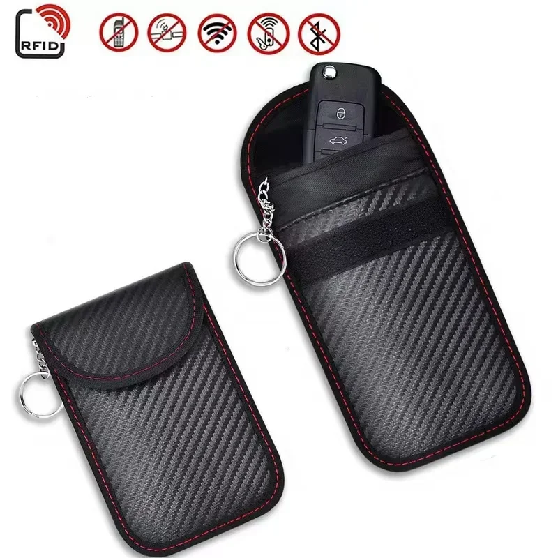 3Sizes Car Key Signal Blocker Case Faraday Cage Fob Pouch Keyless Anti Theft and Anti Scanning Rfid Blocking Bag Car Accessories