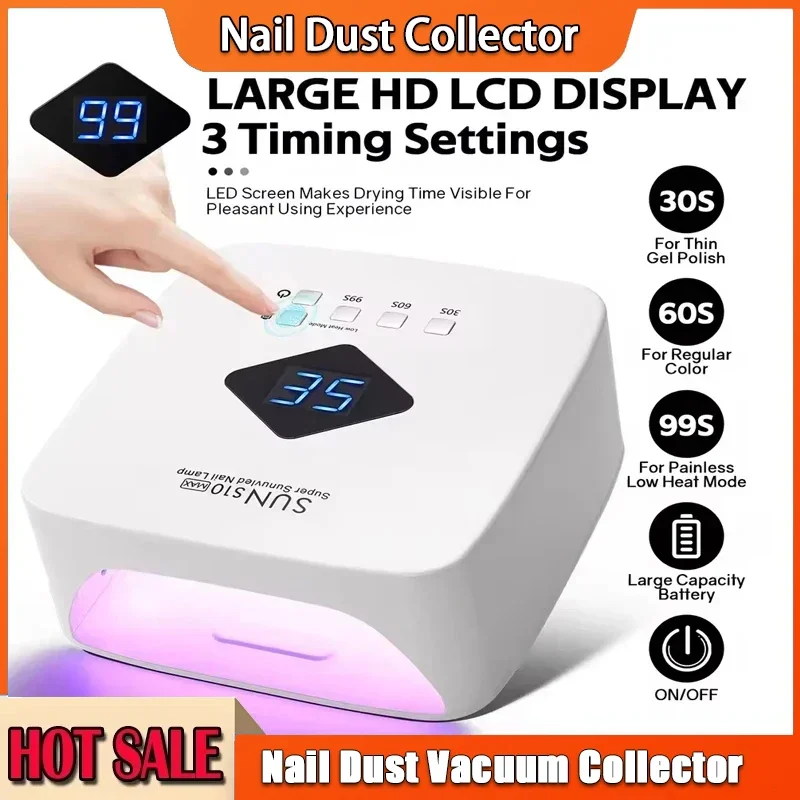 مصباح أظافر LED قابل لإعادة الشحن، آلة أظافر جل احترافية مع قاعدة قابلة للإزالة و4 إعدادات للمؤقت