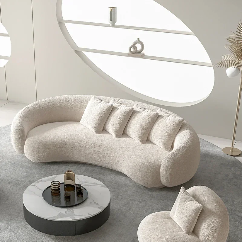 

Fabric Curved Sofa Light Luxury Beauty Salon Simple Modern Creative Clothing Store Lamb