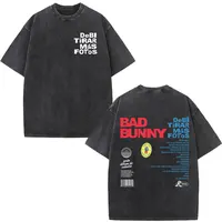 Camiseta Vintage lavada de rapero Bad Bunny, camisetas de álbum Debi Tirar Mas Fotos DTMF, camiseta Retro de gran tamaño de Hip Hop para hombres y mujeres