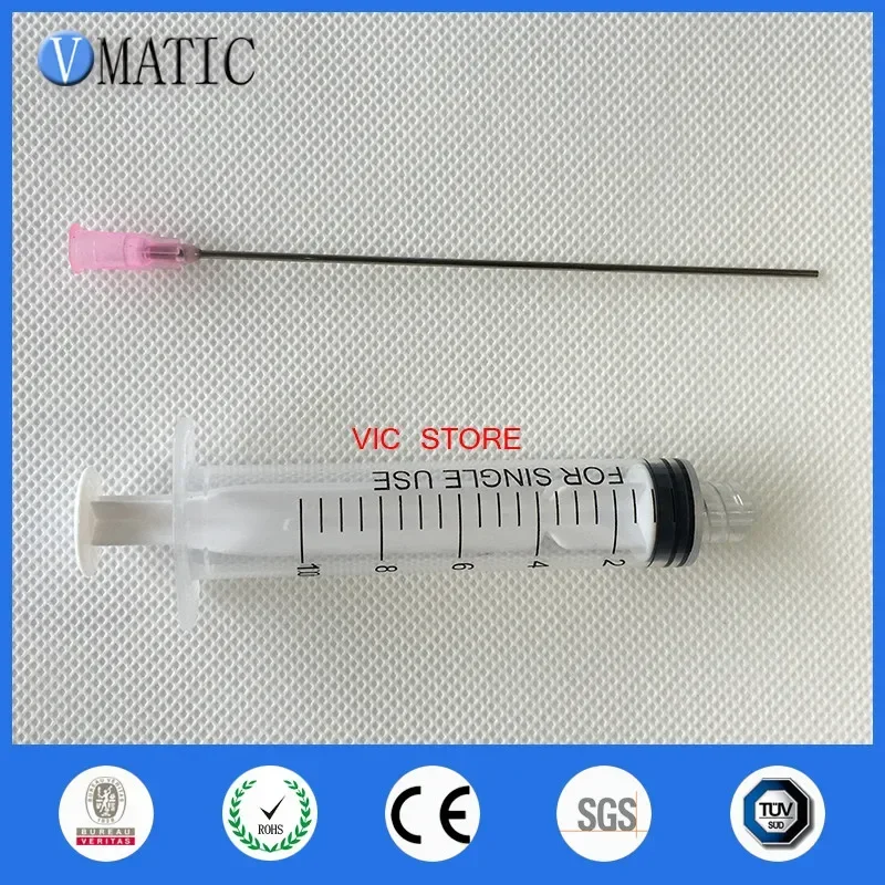 Free Shipping Non Sterilized 10ml/cc Plastic Syringe 18G Luer Lock Dispensing Needle Tips 10cm Tube Length 5Pcs