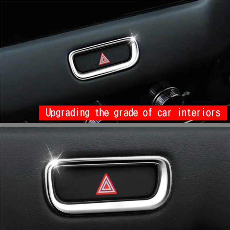 Car Hazard Warning Light Button Switch Cover Trim for Honda Vezel HR-V HRV 2021 2022 Chrome