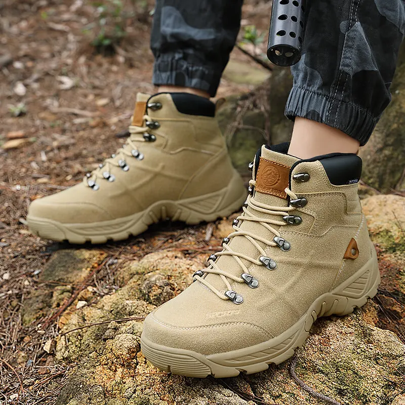 Outdoor Men High Top Desert Boots Men Durable Training Shoes Sports Climbing Ankle Boots Lace Up Casual Anti-Slip Safety Work