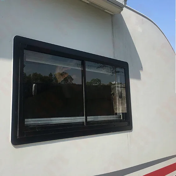 Factory Made Aluminum Alloy Frame Tempered Glass Motorhome Sliding Window 500*450 Mm For Camping